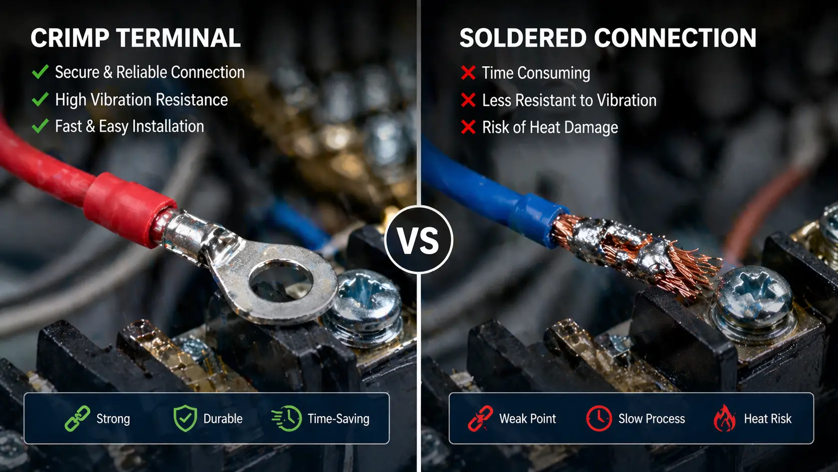 Crimp Terminals vs Solder: Evaluating Electrical Connection Methods