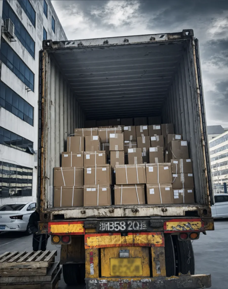 Packed cartons loaded into a truck for outbound shipment